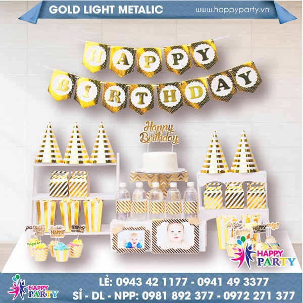 Phụ kiện trang trí sinh nhật GOLD LIGHT METALIC