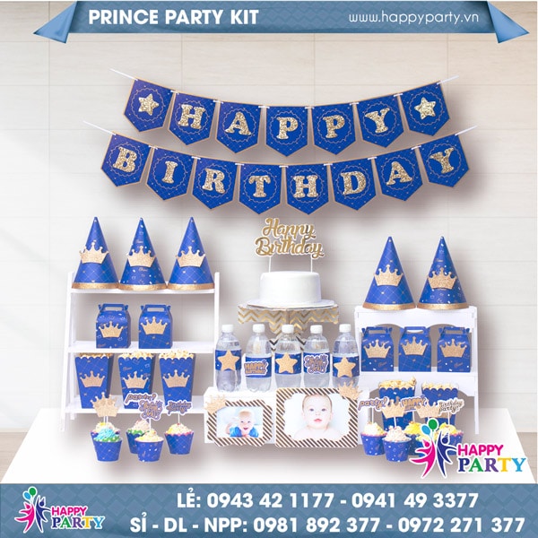 Phụ kiện trang trí sinh nhật PRINCE PARTY KIT