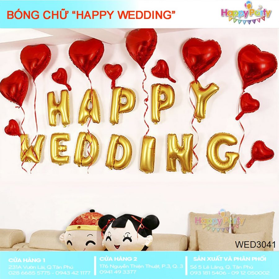 BÓNG CHỮ "HAPPY WEDDING"