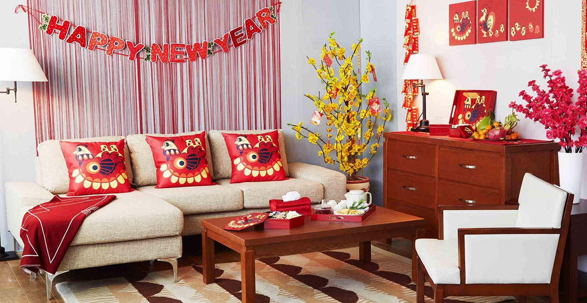 Trang trí nhà ngày tết với kệ gỗ