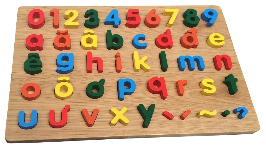Bảng học chữ cái và số bằng gỗ